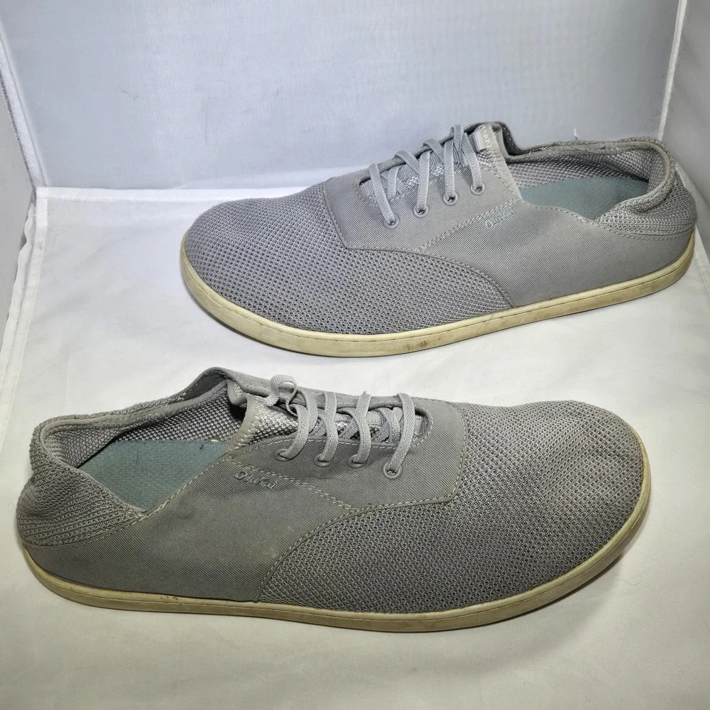 Olukai Nohea Moku Size 11.5 Men's Gray Mesh Outdoor Boat Shoes Clay Tapa